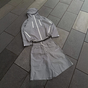 Men's Zip up <b>Jogger</b> Set Nylon Tracksuit Short Set with Reflective Windbreaker and Cropped Hoodie Long Tracksuit high quality - Product Image 2