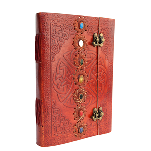 Carnet en cuir fait main extra large avec 7 pierres chakra, 100 feuilles, couverture rigide, carnet de croquis, crayon, haute qualité, nouveau design - Product Image 3