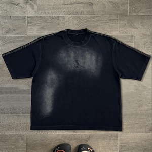 Hip Hop Streetwear Rhinestone Boxy Fit <b>TShirts</b> for Men High Quality Heavy Cotton Oversized Washed T-Shirt with high quality - Product Image 1