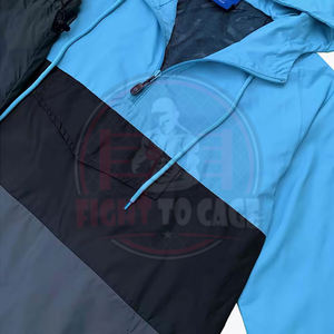 New Trendy Wholesale Custom Men's Printed Streetwear Color Block Lightweight Nylon 2 Piece Sky Blue High Quality <b>Windbreaker</b> - Product Image 4