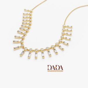 Luxury Diamond <b>Necklace</b> for Women Baguette and Round Diamond Station <b>Necklace</b> Elegant <b>Statement</b> <b>Necklace</b> Modern Bridal Jewelry - Product Image 5