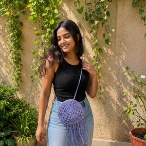 Hot Sale Crochet Summer Beach Handmade Shoulder Bag Bohemian Vintage Style Sling <b>Square</b> Sea Grass Purple Snap Closure for Women - Product Image 1