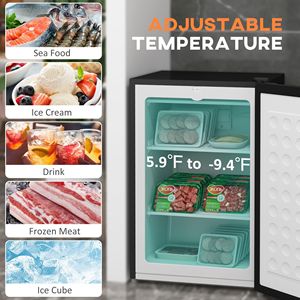 Congelatore verticale a porta battente da 3 piedi cubi con finitura nera e termostato regolabile per uso domestico e alberghiero - Product Image 5