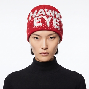 Gorro de punto unisex con letras de diamantes de imitación rojos 2026, gorro de invierno estilo urbano, gorro de punto moderno 2026 - Product Image 1