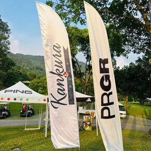 ชุดธงขนนกแบบกำหนดเองพร้อมเสาและฐานสำหรับป้ายโฆษณาภายนอกอาคาร รับผลิตแบบ OEM ODM พร้อมการพิมพ์แบบ Dye Sublimation - Product Image 1