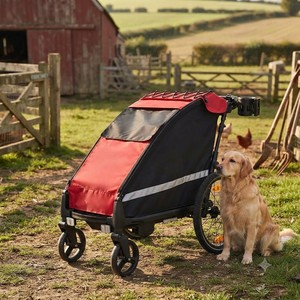 KS-6200 OEM/ODM 8" EVA Remorque de vélo pivotante pour animaux de compagnie 3 en 1 pour gros chiens, légère, pliable facilement, charge maximale 45-50 kg avec auvent - Product Image 1