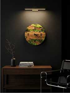 นาฬิกาแขวนผนังไม้มะกอกขนาดใหญ่สไตล์โมเดิร์น พร้อมมอสสีเขียวธรรมชาติ  แบบเงียบ - Product Image 6