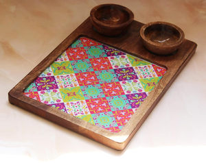 ถาดเสิร์ฟไม้16x8สุดหรูจานผลไม้พิมพ์ลายเคลือบจานใส่ขนมขบเคี้ยวชีสสำหรับโรงแรมและของขวัญเทศกาลดิวาลี - Product Image 2