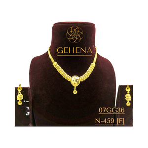 5 GRAMMES 24K PLAQUÉ OR COLLIER ENSEMBLE BOUCLE D'OREILLE ANNEAU pour LES FEMMES STYLISH TRENDY BIG Sexy Elegant Cute Wedding Party - Product Image 1