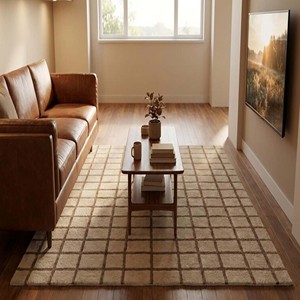 Tapis à carreaux moderne, tissé à la main, doux et moelleux, antidérapant, pour salon, chambre, bureau, hôtel, décoration - Product Image 6