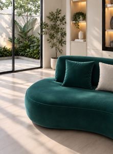 Sofá Esmeralda Moderno Minimalista Sudut Luna Sage, Conjunto de Sofá Curvo, Tela Premium, Espuma de Alta Densidad, Ecológico, para Sala de Estar u Hotel - Product Image 5