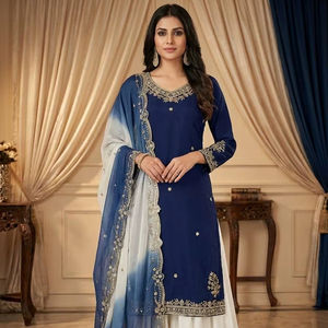 Ensemble élégant kurta et palazzo brodé pour femme – Tenue ethnique pour festivals, mariages et soirées - Product Image 1