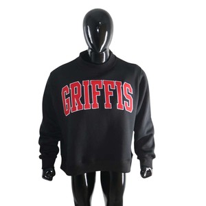 GRIFFIC Black <b>Mock</b> <b>Neck</b> Crew <b>Neck</b> Sweatshirt Men's Regular Fit Cotton French Terry Pullover Casual Autumn Wear - Product Image 4