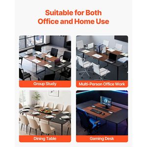 Tavolo da Conferenza Moderno a Forma di Barca da 2,4 m per 10 Persone, Scrivania per Riunioni con Gambe in Metallo - Product Image 6