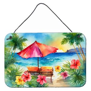 Multicolor Hibiscus Watercolor Wall Hanging New 8HX12W Hawaiian Aluminum Metal <b>Sign</b> for Kitchen Bar <b>Bathroom</b> Home Decor - Product Image 1