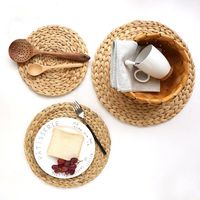 Sets de table ronds faits à la main en jacinthe d'eau tressée, écologiques, vintage, traditionnels, luxueux, modernes, à motifs floraux, pour mariage et repas à la maison