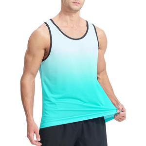 Summer <b>Men's</b> Gradient Tank Top Lightweight Breathable Sport <b>Singlet</b> Customizable Sublimation Printed Gym Wear Bulk Tank Tops - Product Image 1