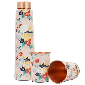 ขวดน้ำทองแดงพิมพ์ลายบลูเบิร์ดพร้อมฝาปิด กระติกน้ำพกพาสำหรับเดินทาง - Product Image 4