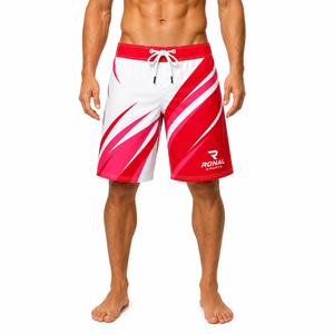 Men's Casual Summer <b>Beach</b> Board <b>Shorts</b> Elastic Waist Closure Woven Solid Mid Waist Breathable Windproof Front Logo 6XL Size - Product Image 1