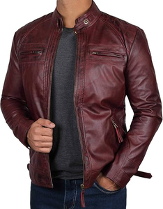 Blouson en cuir pour homme 2026 avec plusieurs poches latérales, nouvelle collection, matériau durable, vêtement d'extérieur, blouson de moto pour homme - Product Image 2