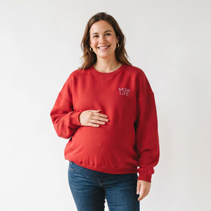 Sweat-shirts de maternité pour femmes, col rond, épaules tombantes, en polaire, pull décontracté imprimé, haut de grossesse confortable - Product Image 2