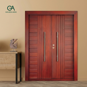 Puerta Exterior de Madera Sólida de Lujo GA-49L con Diseño de Ranuras para Casa, Directo de Fábrica, Buena Calidad - Product Image 3