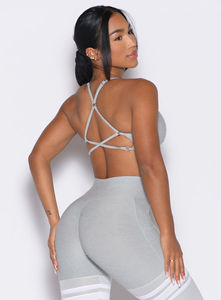 Wholesale Light Cloud Lift Luxe Sports <b>Bra</b> <b>With</b> <b>Spaghetti</b> Adjustable <b>Straps</b> Detailed Front And Back Women's Fitness Sports <b>Bra</b> - Product Image 3