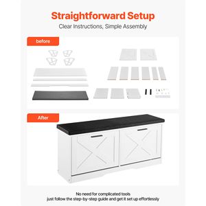 Banc de rangement à chaussures pour entrée de style farmhouse, 39,4 x 12,0 x 18,7 pouces, avec tiroirs rabattables, capacité de 440 lb, banc organisateur de chaussures étroit avec coussin - Product Image 6