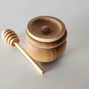 ArtisRaw Juego de Tarros de Miel Multifunción de Imitación de Madera de Olivo Antigua, Calentable, Tallado a Mano, para Camping, Estilo Tunisino - Product Image 1