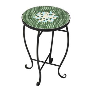 Artisasset Round Terrace Bistro Table Green Flowers Mosaic Design Stylish Outdoor Tables - Product Image 1
