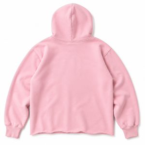 Sudadera con capucha rosa con texto impreso en 3D, 100% algodón, ecológica, de corte holgado, con bajo sin rematar, gráfico, informal, para mujer y hombre, al por mayor - Product Image 2