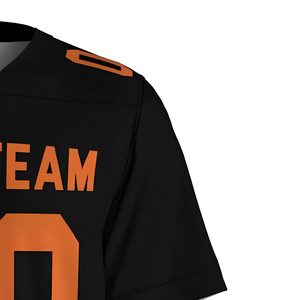 Custom Black American Football Jersey V-Neck Short Sleeve Sublimated Print Moisture Wicking Uniform for <b>Men</b> - Product Image 4
