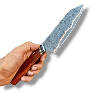 Couteau de chef en acier Damas forgé à la main avec manche en bois de rose et étui en cuir - Couteaux de cuisine CuMai personnalisés en gros OEM - Product Image 5