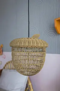 Best Choice High Quality Woven Rattan Apple Lampshade Wall <b>Hanging</b> And <b>Ceiling</b> Lamp Cover For Kids Bedroom And Nursery <b>Decor</b> - Product Image 6