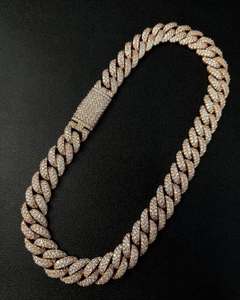 สร้อยคอแบบ Cuban Curb Link สีโรสโกลด์ ประดับเพชร VVS Moissanite เครื่องประดับแฟชั่น - Product Image 2