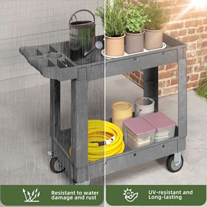 Heavy Duty Plastic Utility Cart 550 Lbs Capacity 2 Tier Rolling Storage Organizer with <b>Deep</b> <b>Shelves</b> for Garage - Product Image 3