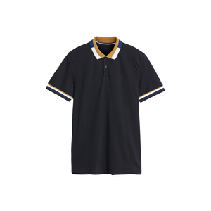 Camiseta de Hombre, Corte Regular, Tejido Jersey Transpirable, 340g, Algodón, Manga Corta, Ribete en Contraste, Estilo Casual, Azul Marino, Blanco, Dorado - Product Image 1