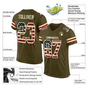 Custom FootballJerseyPremium Quality Soccer Uniform|EM&ODM ManufacturerCustom Custom Olive Vintage USA Flag-<b>Cream</b> Mesh Authentic - Product Image 2