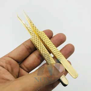 Juego de pinzas de extensión de pestañas chapadas en oro Diamond Grip Accesorios de pestañas de acero inoxidable sostenibles a precios mayoristas - Product Image 5