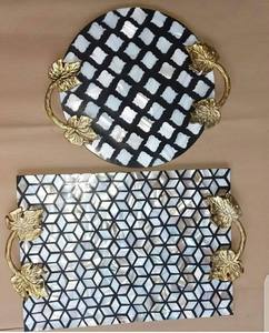Natural Mother of Pearl Inlay Serving Tray Square Shaped Tea Coffee Serving Storage Tray for Coffee <b>Table</b> Artisan <b>Vanity</b> Serving - Product Image 5