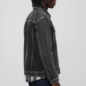 High Quality Long Sleeves Front Hip Hop Style Fashionable Turn Down Collar <b>Denim</b> <b>Jacket</b> for Men Custom Logo Solid <b>Denim</b> <b>Jacket</b> - Product Image 6