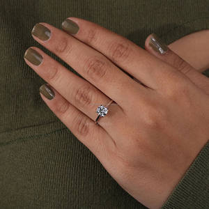 Anillo de compromiso de diamante de corte redondo cultivado en laboratorio Halo oculto 18K oro blanco sólido 14K oro IGI certificado para regalo de boda de aniversario - Product Image 2