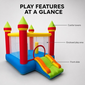 Château gonflable pour enfants Noco avec toboggan et souffleur, en tissu Oxford, couleurs personnalisées pour jouer à l'intérieur et à l'extérieur - Product Image 4