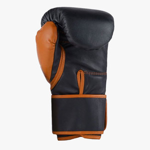 Venomous Leather Boxing Gloves Black Orange <b>Velcro</b> Closure Adjustable Wrist <b>Strap</b> Adult Fight Gear - Product Image 4