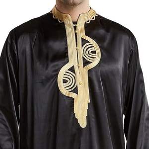 Nuevo Diseño de Túnica Larga Moderna con Estampado de Bordado y Serigrafía, Túnica Islámica Musulmana de Seda y Algodón para Ramadán, Thobes Jubba - Product Image 4