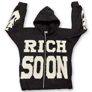 เสื้อฮู้ดซิปสีแดงสำหรับผู้ชาย รุ่น Rich Soon ทรงปกติ สไตล์สตรีทแวร์ ผ้าฟลีซ ป้องกันขนร่วง มีกระเป๋า ผ้าถัก คอตตอน โลโก้ด้านหน้า เหมาะสำหรับฤดูใบไม้ร่วง - Product Image 5