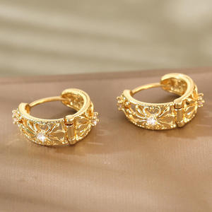 Pendientes de Aro con Diseño de Corte Dorado, Pendientes de Aro Redondos Geométricos Plateados para Mujer, Joyería para Vacaciones en la Playa, Regalos - Product Image 4