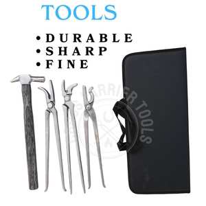 Kit d'outils de fermeur de qualité industrielle comprenant un cloueur standard pour fer à cheval, un marteau de fermeur, un cloueur courbé et un alligator - Product Image 4