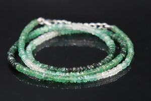 Collar de Cuentas de Piedra Esmeralda Natural en Tonos Degradados, Facetadas, Redondas, de 3 mm, 16 Pulgadas - Product Image 4