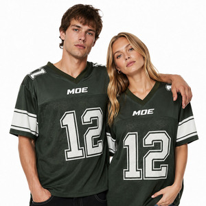Maillot de football américain unisexe surdimensionné avec logo personnalisé, fournisseur en gros, col en V, maille polyester légère, streetwear sublimé - Product Image 3